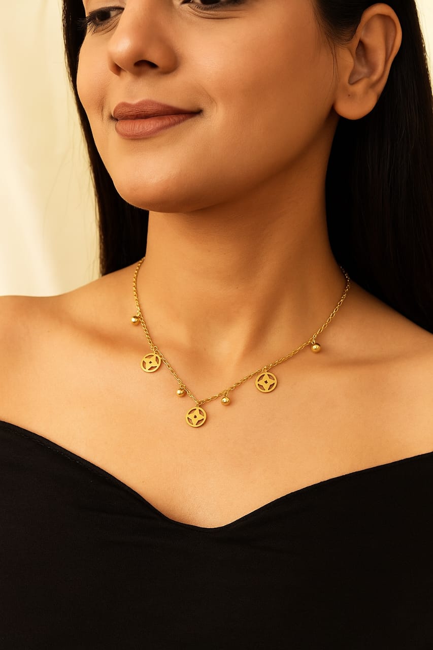 AzGold Gold-Plated Star Charm Necklace for Women | Anti-Tarnish Lightweight Chain | Trendy Fashion Jewellery for Girls & Daily Wear | Elegant Gift for Wife, Sister, Girlfriend