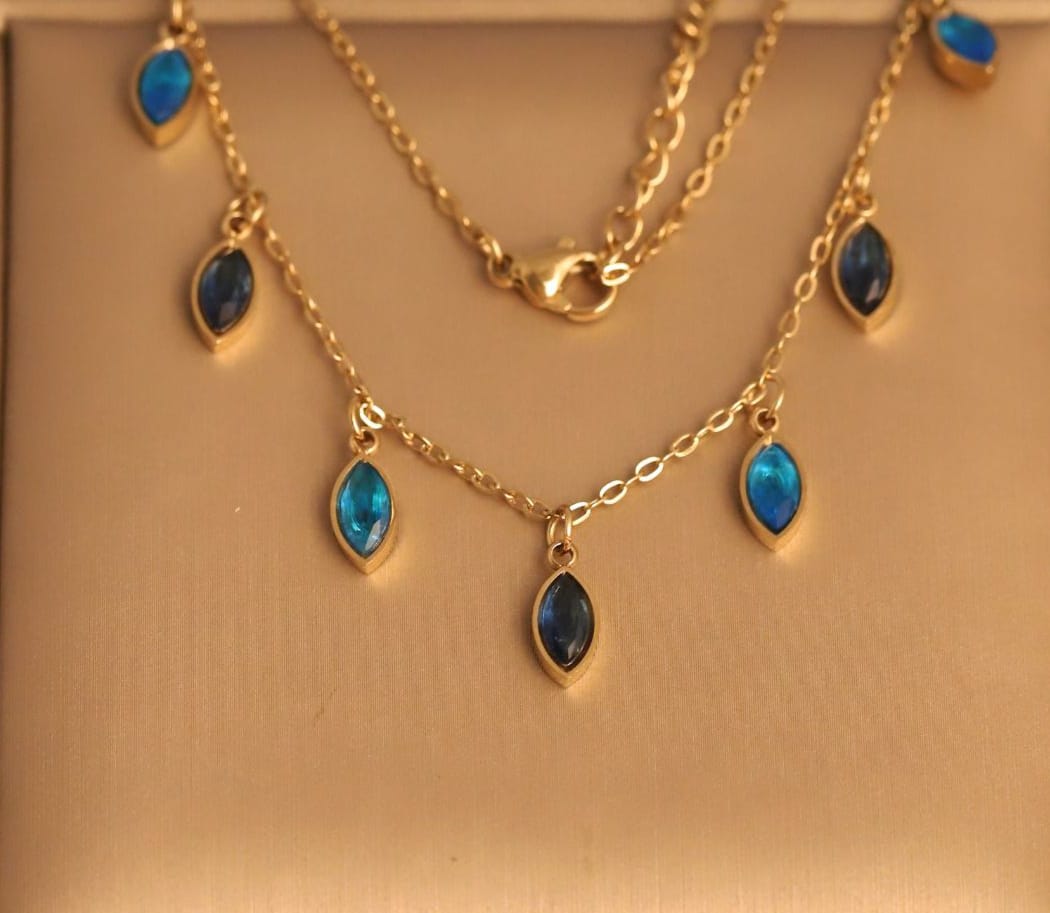 "AzG | 18 Inch Gold-Plated Stainless Steel Tanmaniya for Women | Waterproof, Anti-Tarnish, Long Life Rose Gold Mangalsutra Necklace | Stylish Daily & Party Wear Jewellery" - Image 2