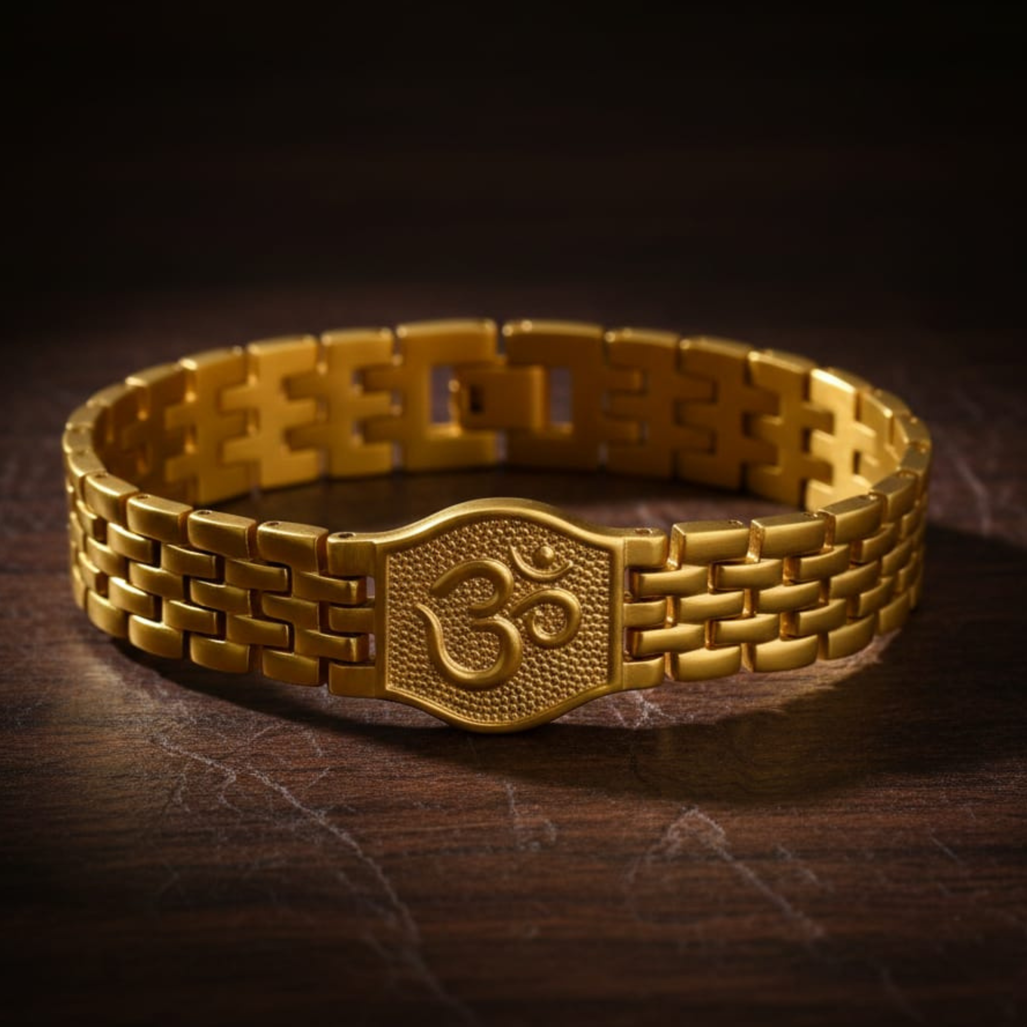 Premium Gold Plated Stainless Steel Om Bracelet for Men | (8 inch) 18K Gold Look Brass 13MM Heavy Designer Spiritual Kada | Anti-Tarnish, Water-Resistant, Adjustable Religious Jewellery - Image 8