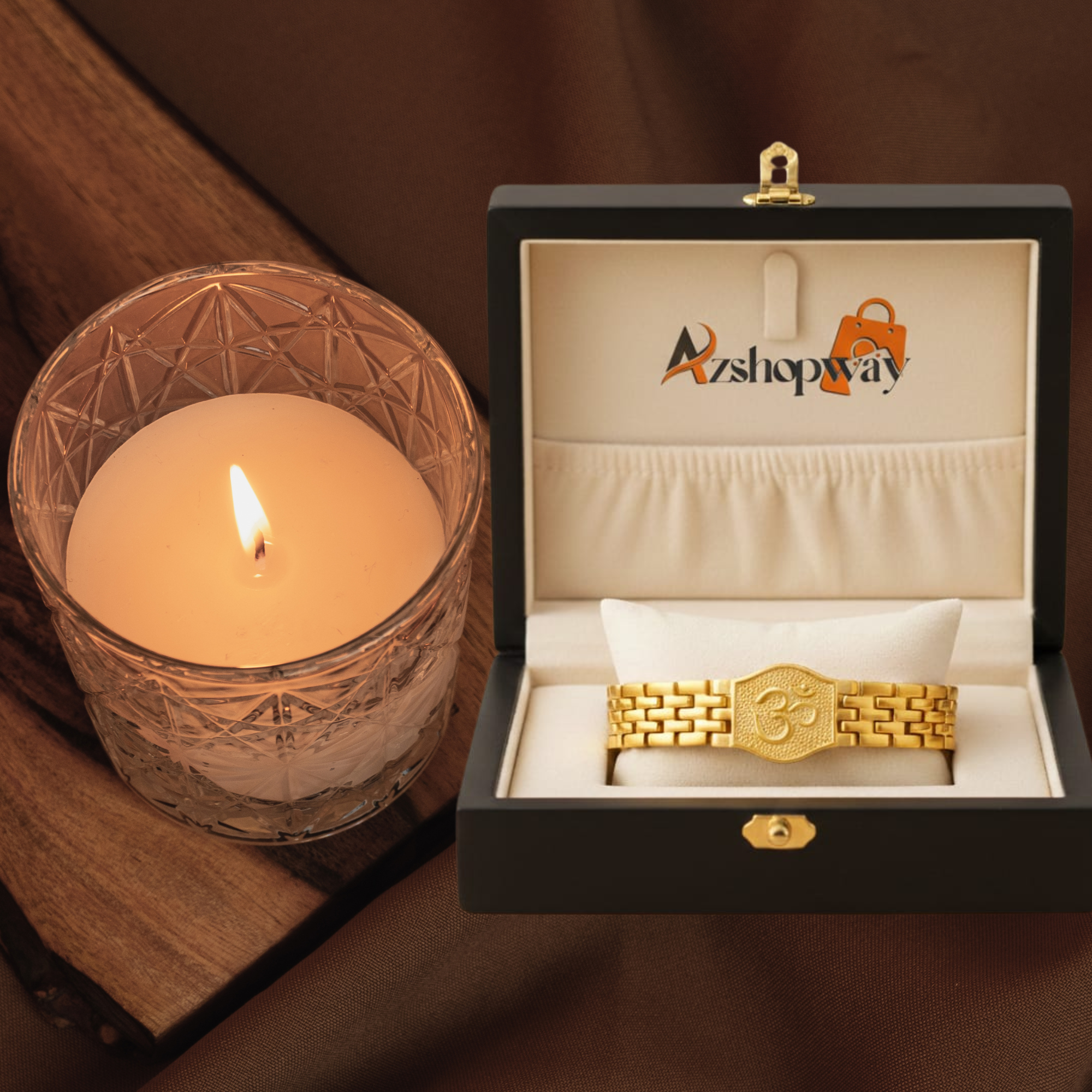 Premium Gold Plated Stainless Steel Om Bracelet for Men | (8 inch) 18K Gold Look Brass 13MM Heavy Designer Spiritual Kada | Anti-Tarnish, Water-Resistant, Adjustable Religious Jewellery - Image 7