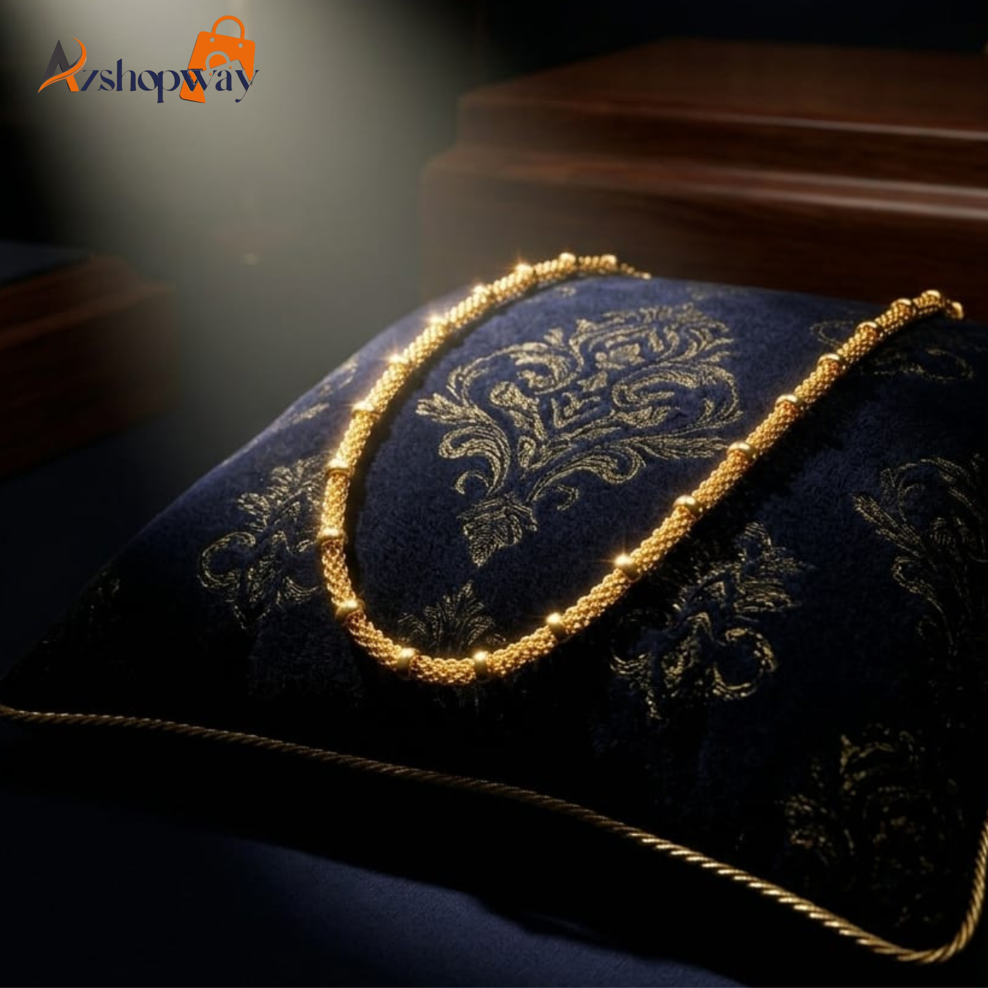 Azshopway Gold Plated Brass Chain Necklace for Women | 22 Inch Beaded Multi-Strand Gold Necklace | Traditional Indian Jewellery | Stylish Daily Wear Chain | Lightweight Minimal Necklace | Gift for Girls, Wife & Women - Image 3