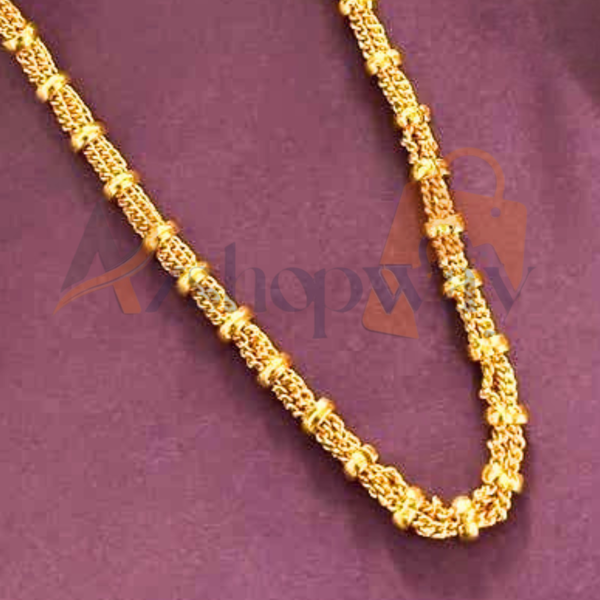 Azshopway Gold Plated Brass Chain Necklace for Women | 22 Inch Beaded Multi-Strand Gold Necklace | Traditional Indian Jewellery | Stylish Daily Wear Chain | Lightweight Minimal Necklace | Gift for Girls, Wife & Women - Image 2