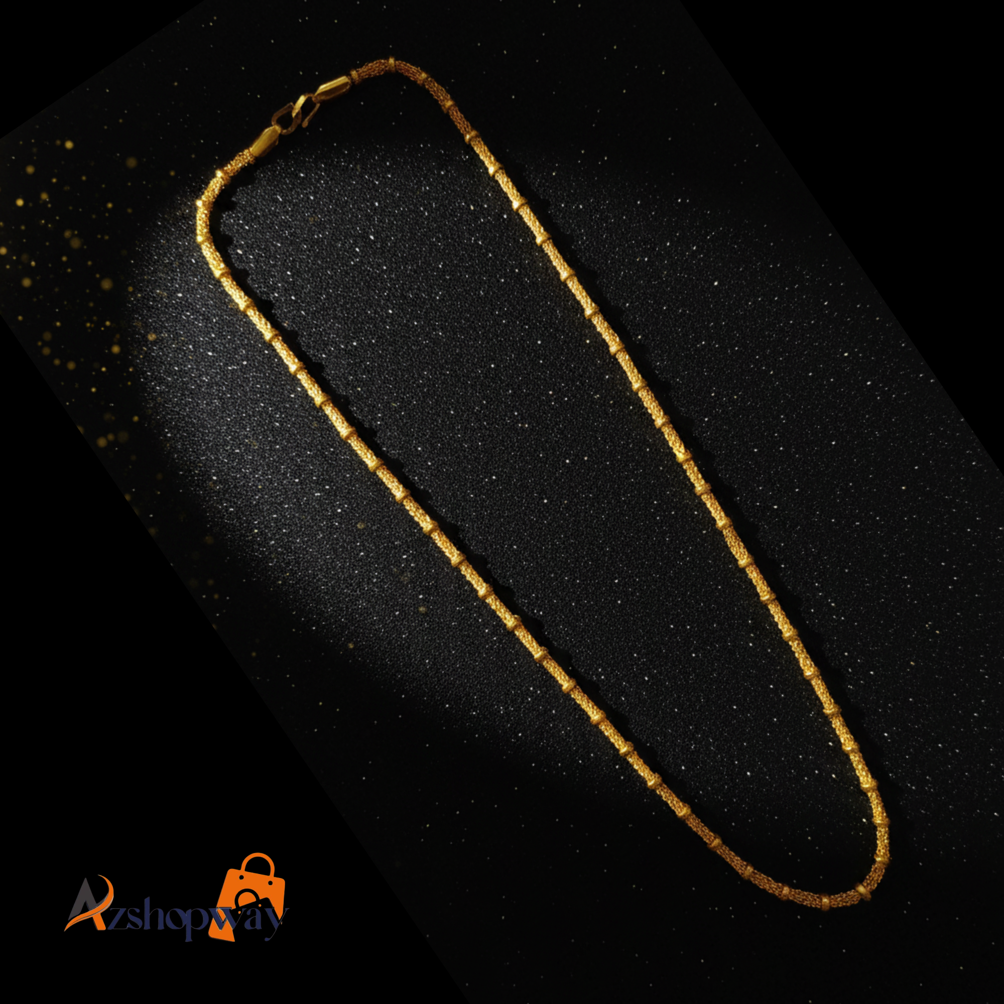 Azshopway Gold Plated Brass Chain Necklace for Women | 22 Inch Beaded Multi-Strand Gold Necklace | Traditional Indian Jewellery | Stylish Daily Wear Chain | Lightweight Minimal Necklace | Gift for Girls, Wife & Women - Image 5